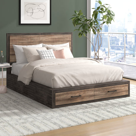 Miter Mahogany/Dark Ebony Queen Platform Bed - Ornate Home
