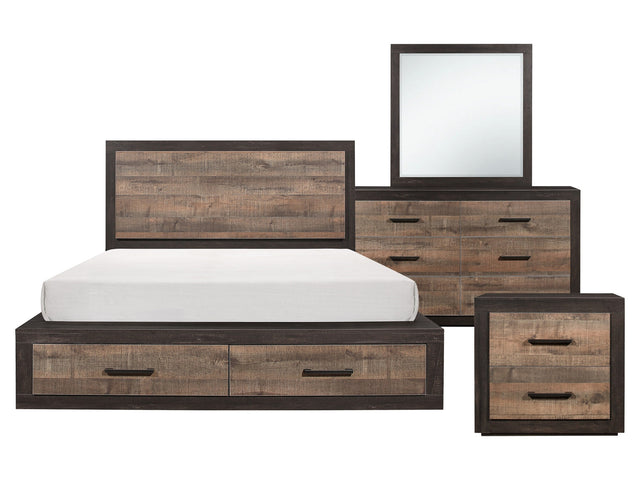 Miter Rustic Mahogany/Dark Ebony 4-piece Queen Bedroom Set - Ornate Home