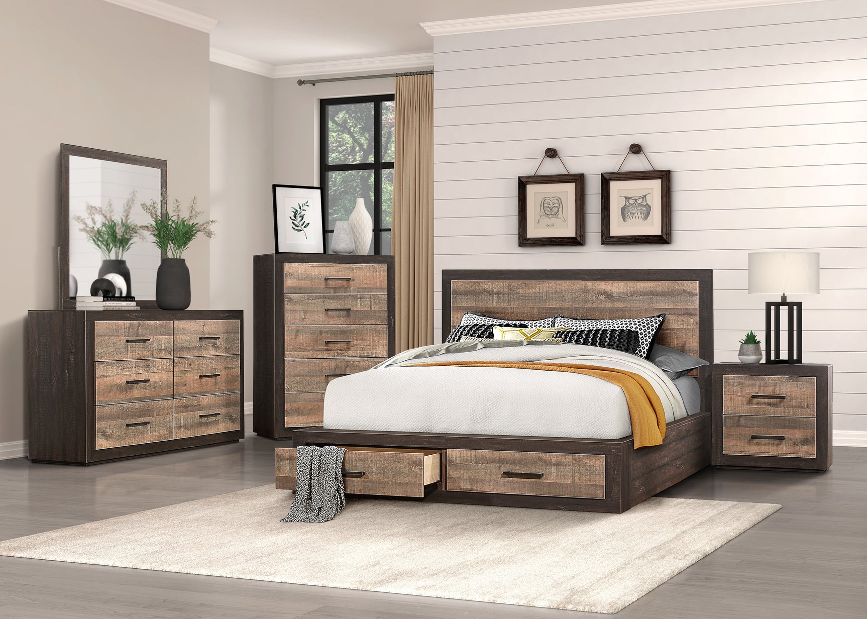 Miter Rustic Mahogany/Dark Ebony California King Platform Bed - Ornate Home