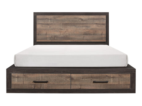 Miter Rustic Mahogany/Dark Ebony Eastern King Platform Bed - Ornate Home