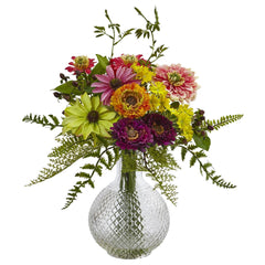 Mixed Flower in Glass Vase - Ornate Home