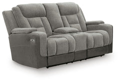 Mixed Motion Shadow Power Reclining Loveseat with Console - Ornate Home