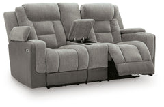 Mixed Motion Shadow Power Reclining Loveseat with Console - Ornate Home