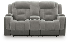 Mixed Motion Shadow Power Reclining Loveseat with Console - Ornate Home