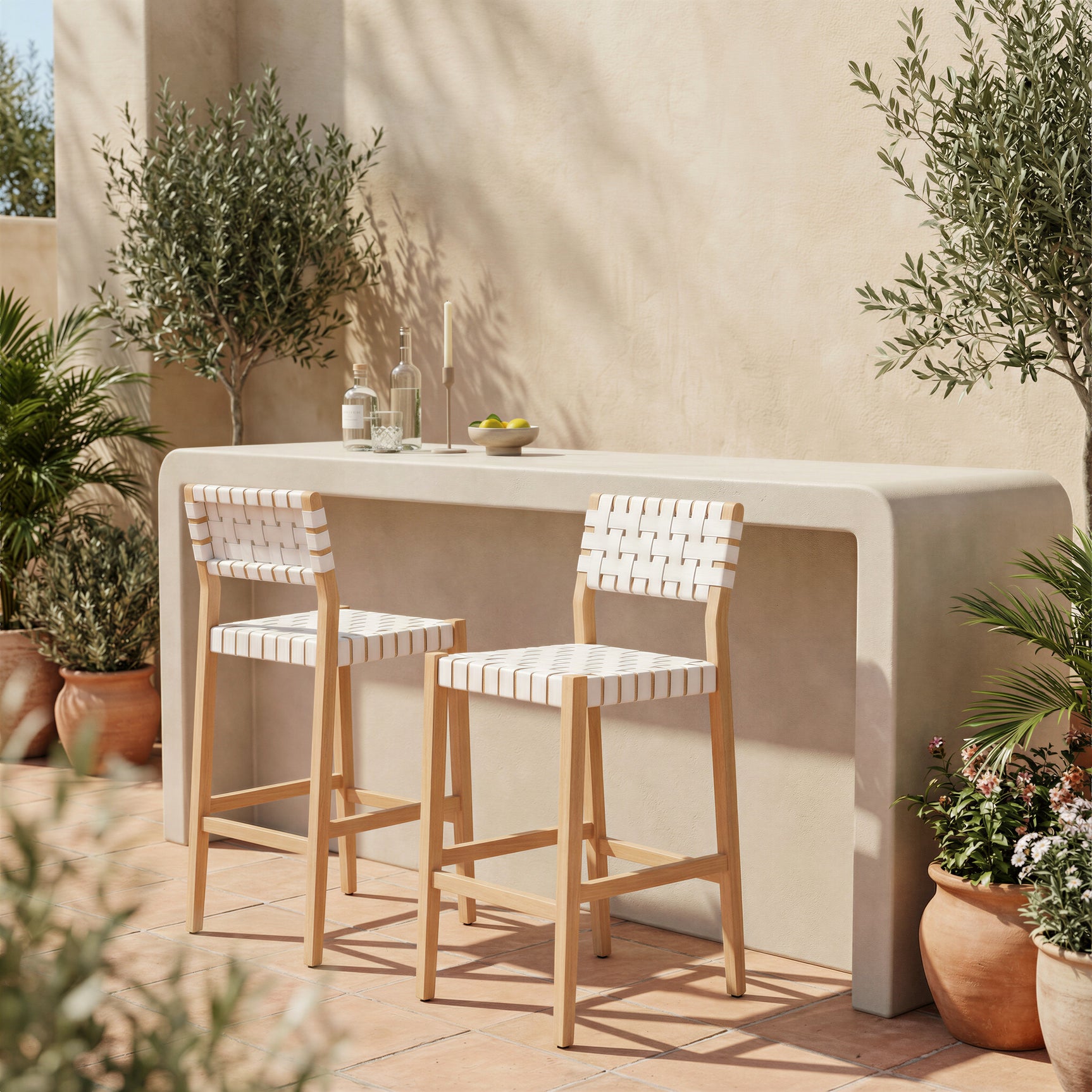Mizuya White Barstool - Ornate Home