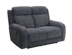 Moab Charcoal Fabric Reclining Loveseat - Ornate Home