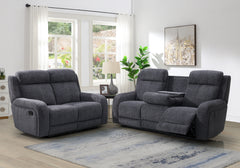 Moab Charcoal Fabric Reclining Loveseat - Ornate Home