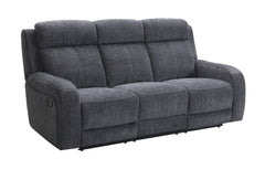 Moab Charcoal Fabric Reclining Sofa with Drop-Down Table - Ornate Home