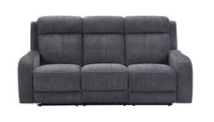 Moab Charcoal Fabric Reclining Sofa with Drop-Down Table - Ornate Home