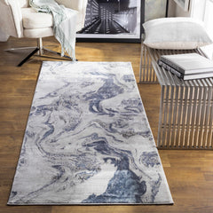 Moana Denim Blue Marble Area Rug - Ornate Home