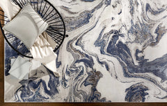 Moana Denim Blue Marble Area Rug - Ornate Home