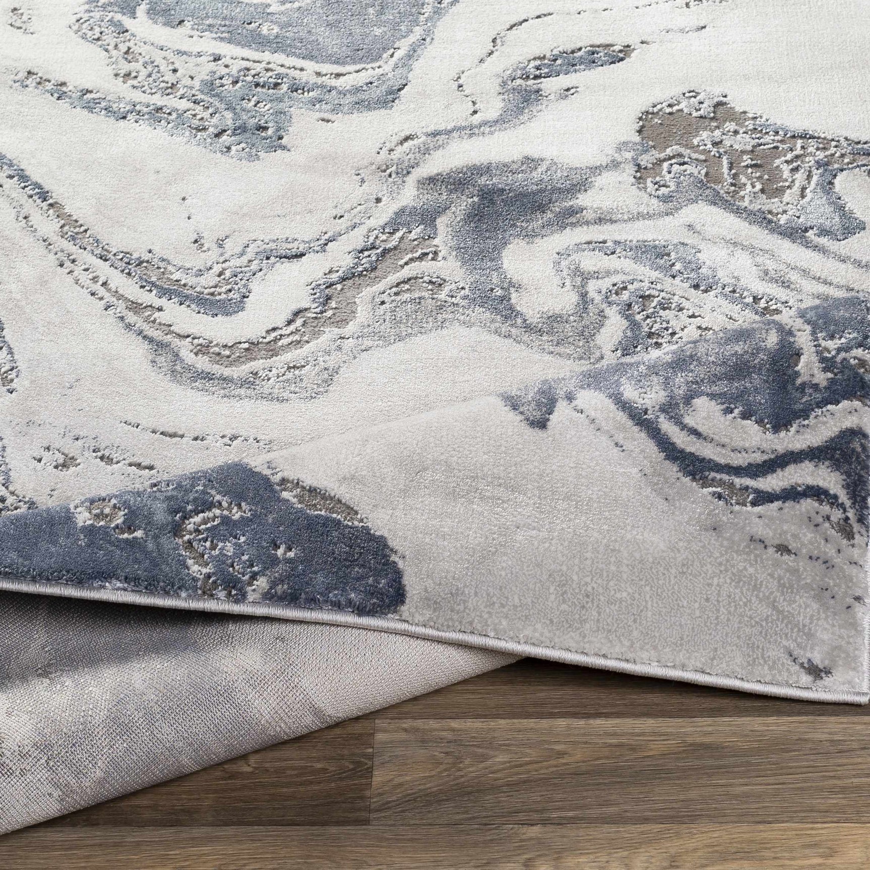 Moana Denim Blue Marble Area Rug - Ornate Home