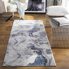 Moana Denim Blue Marble Area Rug - Ornate Home