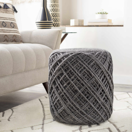 Moapa Charcoal Wool Pouf - Ornate Home