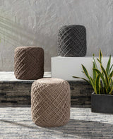 Moapa Charcoal Wool Pouf - Ornate Home