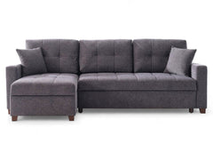 Mocca Dupont Anthracite Queen Sleeper Sectional w/ Storage - Ornate Home