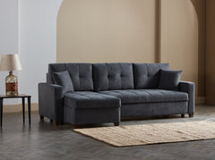 Mocca Dupont Anthracite Queen Sleeper Sectional w/ Storage - Ornate Home