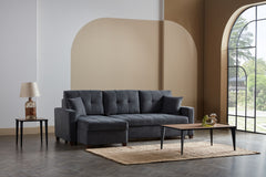 Mocca Dupont Anthracite Queen Sleeper Sectional w/ Storage - Ornate Home