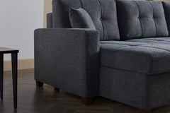 Mocca Dupont Anthracite Queen Sleeper Sectional w/ Storage - Ornate Home