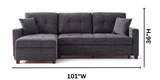 Mocca Dupont Anthracite Queen Sleeper Sectional w/ Storage - Ornate Home