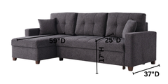 Mocca Dupont Anthracite Queen Sleeper Sectional w/ Storage - Ornate Home