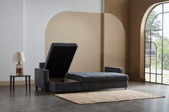 Mocca Dupont Anthracite Queen Sleeper Sectional w/ Storage - Ornate Home