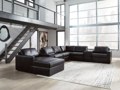 ModMax II Black 8-Piece Sectional with Left Chaise and Audio Consoles - Ornate Home