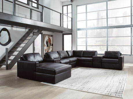 ModMax II Black 8-Piece Sectional with Left Chaise and Audio Consoles - Ornate Home