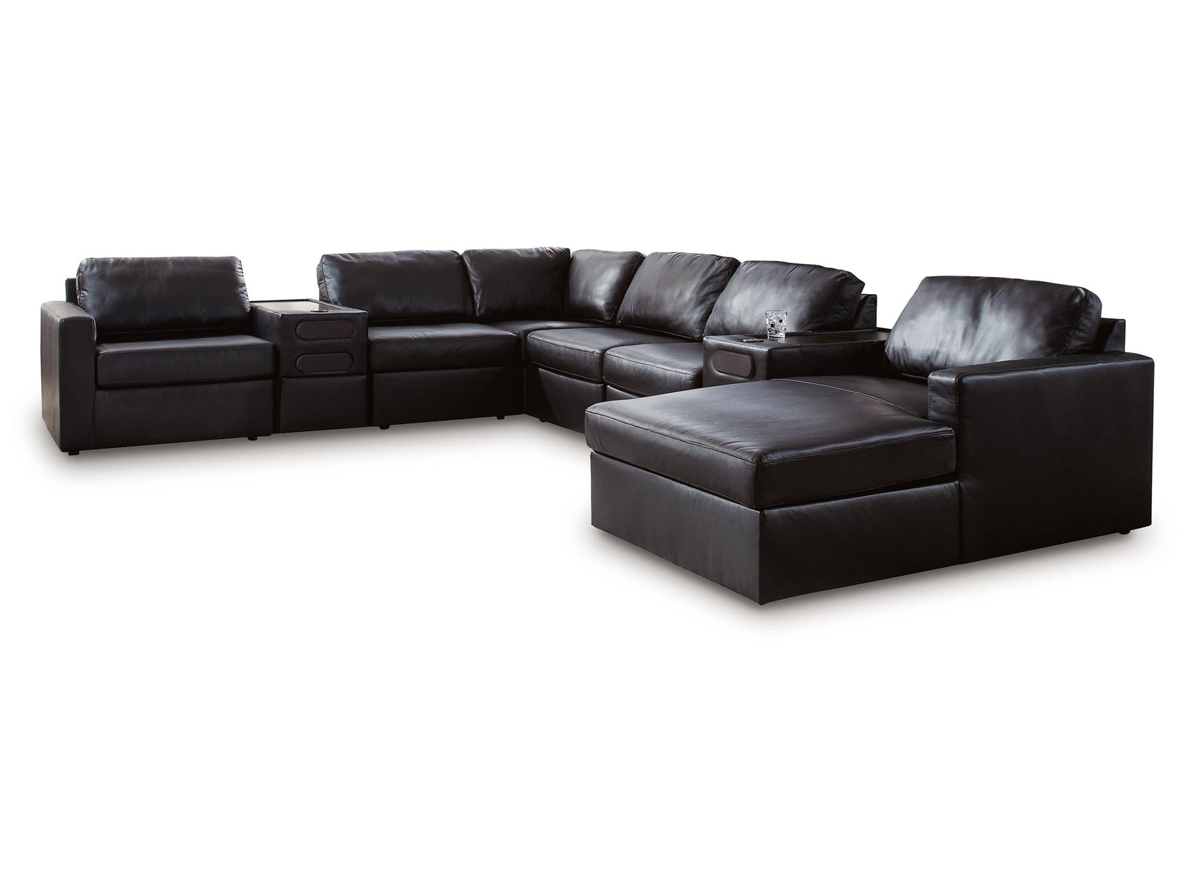 ModMax II Black 8-Piece Sectional with Right Chaise and Audio Consoles (Online Special Price) - Ornate Home