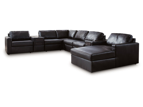 ModMax II Black 8-Piece Sectional with Right Chaise and Audio Consoles - Ornate Home