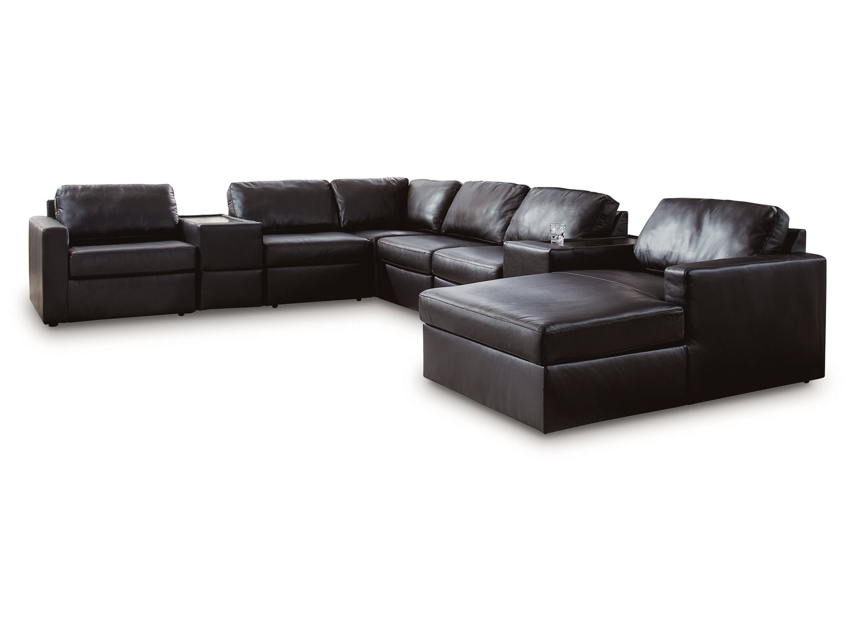 ModMax II Black 8-Piece Sectional with Right Chaise and Storage Consoles - Ornate Home