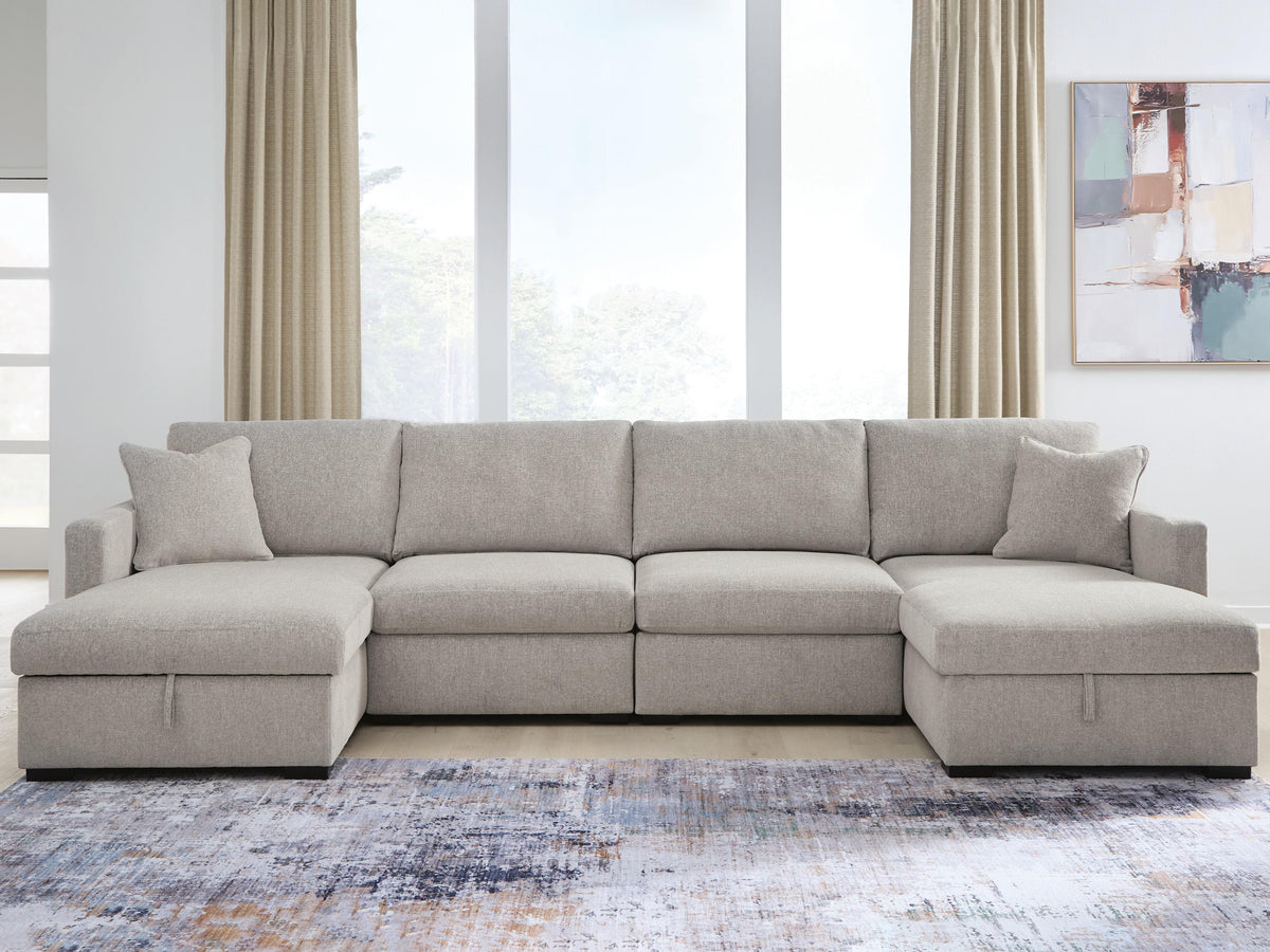 ModMax Luxe Flint 4-Piece Double Storage Chaise Sectional - Ornate Home