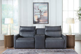 ModZ Blue 3-Piece Power Reclining Sectional Loveseat with Audio Console - Ornate Home