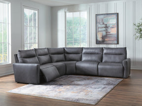 ModZ Blue 6-Piece Power Reclining Sectional w/ Audio Console - Ornate Home