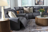 ModZ Blue 6-Piece Power Reclining Sectional w/ Audio Console - Ornate Home