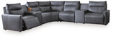 ModZ Blue 7-Piece Power Reclining Sectional w/ Audio Consoles - Ornate Home