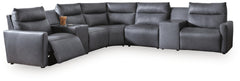 ModZ Blue 7-Piece Power Reclining Sectional w/ Audio Consoles - Ornate Home