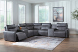 ModZ Blue 7-Piece Power Reclining Sectional with Audio Consoles - Ornate Home