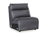 ModZ Blue 7-Piece Power Reclining Sectional with Audio Consoles - Ornate Home