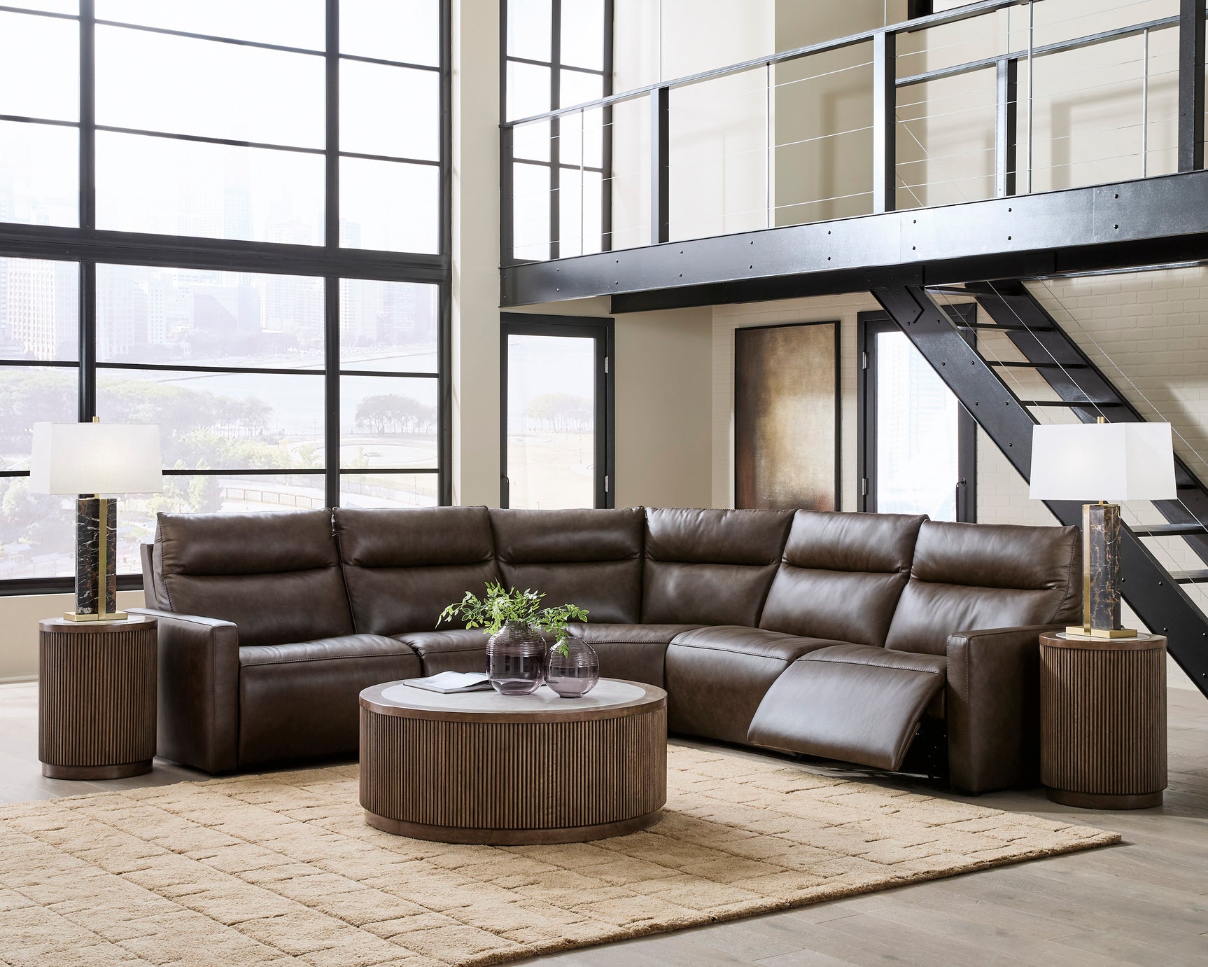 ModZ Chocolate 5-Pc Power Reclining Sectional (Online Special Price) - Ornate Home