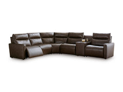 ModZ Chocolate 6-Piece Power Reclining Sectional w/ Audio Console - Ornate Home