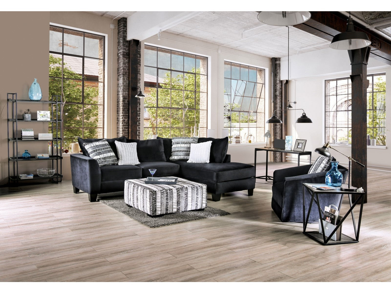 Modbury Black Sectional - Ornate Home