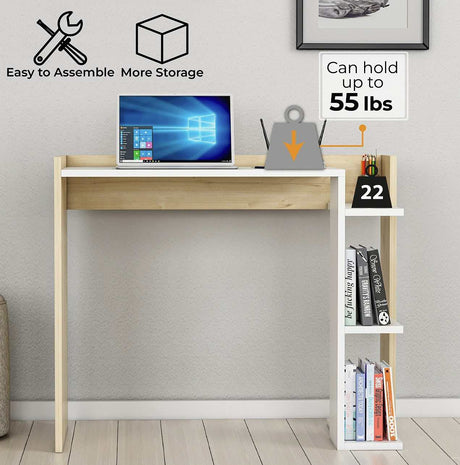 Modeazy Natural & White Multi-Purpose Side Desk - Ornate Home