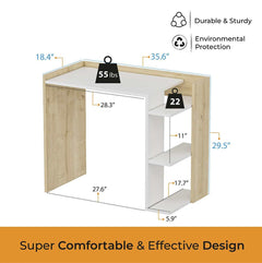 Modeazy Natural & White Multi-Purpose Side Desk - Ornate Home