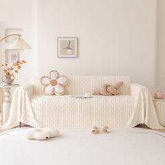Modern 3D Water Ripple Sofa Cover, Non-Shedding Cream Style Furniture Protector Throw - Ornate Home