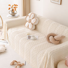 Modern 3D Water Ripple Sofa Cover, Non-Shedding Cream Style Furniture Protector Throw - Ornate Home