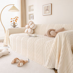 Modern 3D Water Ripple Sofa Cover, Non-Shedding Cream Style Furniture Protector Throw - Ornate Home