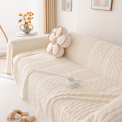 Modern 3D Water Ripple Sofa Cover, Non-Shedding Cream Style Furniture Protector Throw - Ornate Home