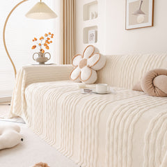 Modern 3D Water Ripple Sofa Cover, Non-Shedding Cream Style Furniture Protector Throw - Ornate Home