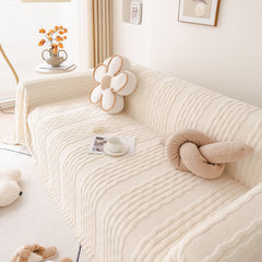 Modern 3D Water Ripple Sofa Cover, Non-Shedding Cream Style Furniture Protector Throw - Ornate Home